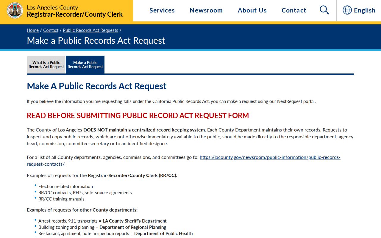 Calabasas neighbors county public records request