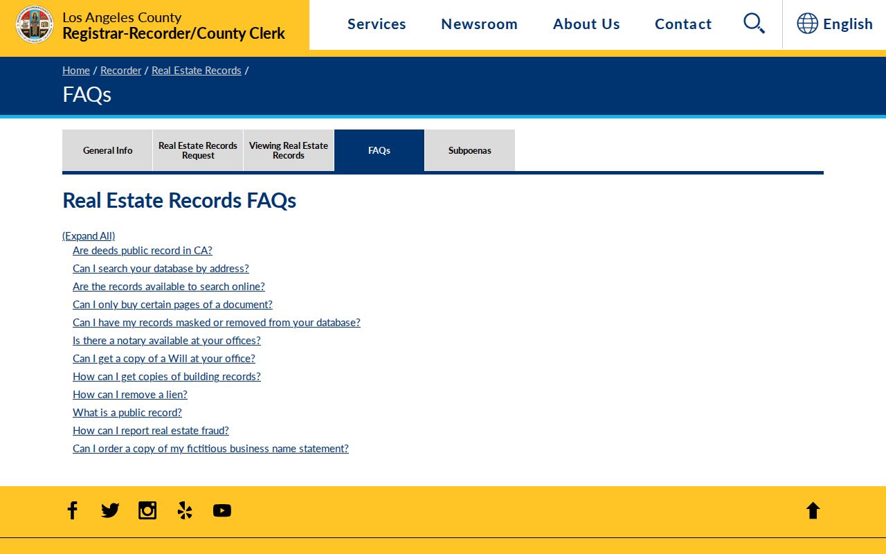 Calabasas street directory recorder grantor and grantee index rules